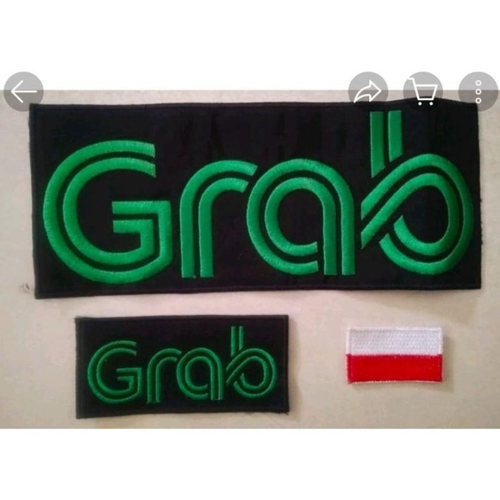 LOGO GR4B BORDIR, ADA 3 PCS, EMBLEM GRAB MURAH#EMBLEM GRAB BORDIR
