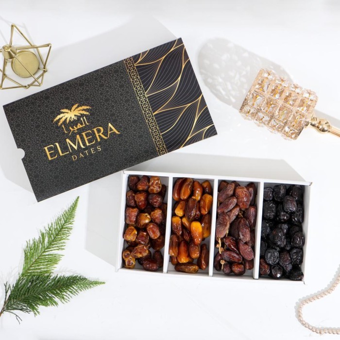 

Kurma Elmera 1kg box premium satu kemasan isi 4 macam kurma mix dates