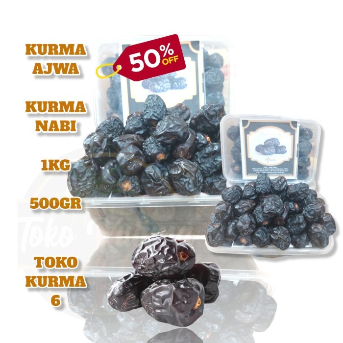 

kurma ajwa premium 1KG [Free box mika]