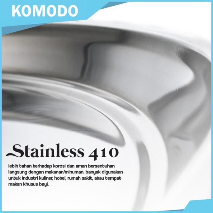 KOMODO NAMPAN BULAT / BAKI BUNDAR WADAH SAJI STAINLESS POLO 55 CM