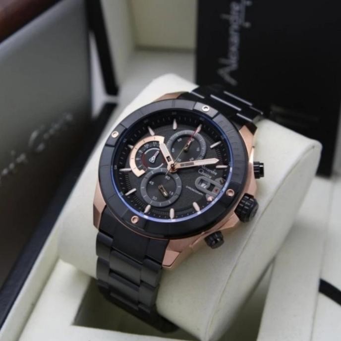 JAM TANGAN PRIA ALEXANDRE CHRISTIE AC6631 AC 6631 BLACK ROSEGOLD