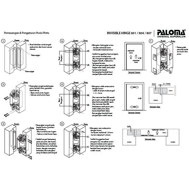 Engsel Hinge Paloma Concealed P40 Na #Engsel Tanam Pintu / Ihp 801 Original Dan Terpercaya