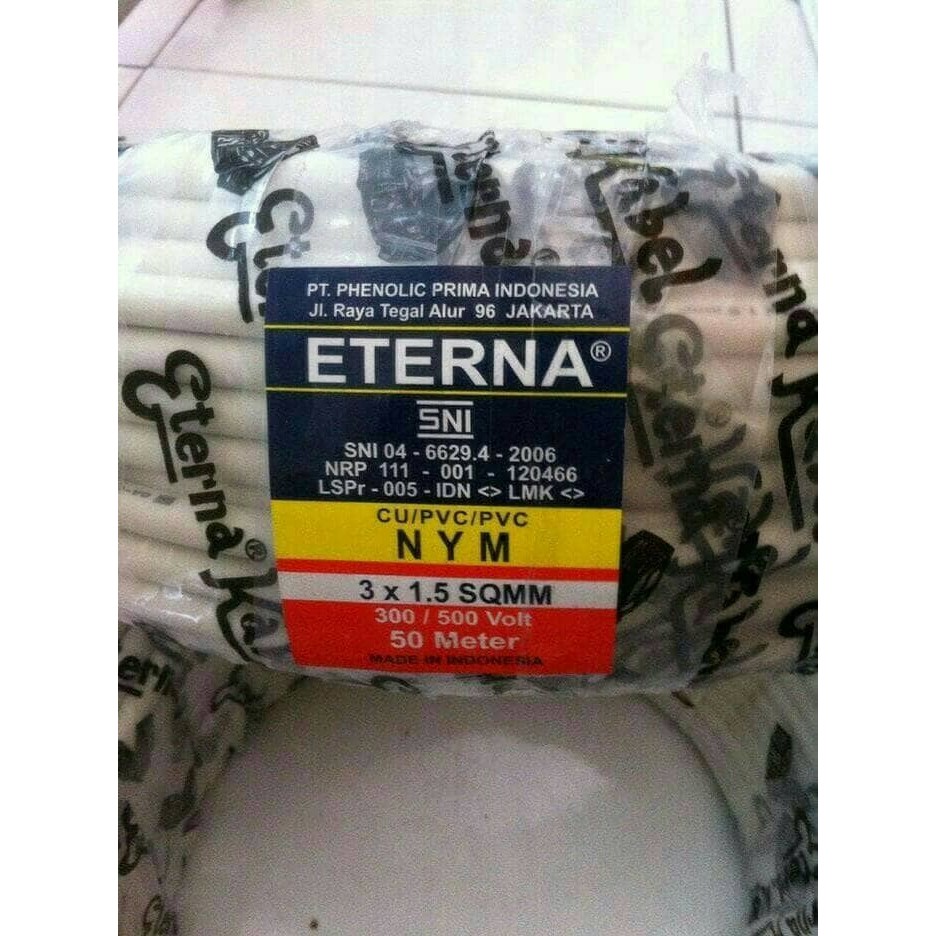Kabel Eterna 3X1,5 Nym/Kabel Listrik Eterna 3X1.5 Full 50 Meter