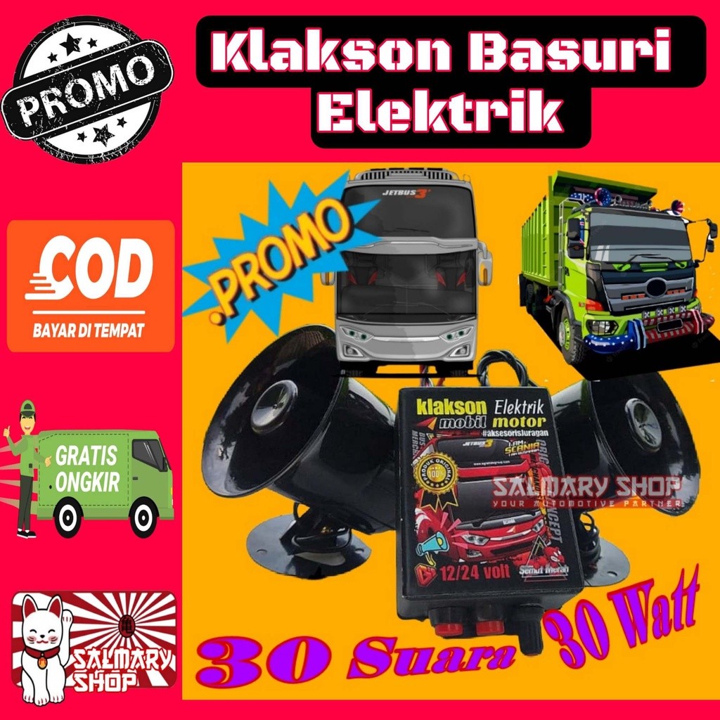PROMO Klakson Telolet Basuri 24 Volt 24v 12 Volt 12v Bis Bus Truk Canter ELF Klakson Toa Elektrik