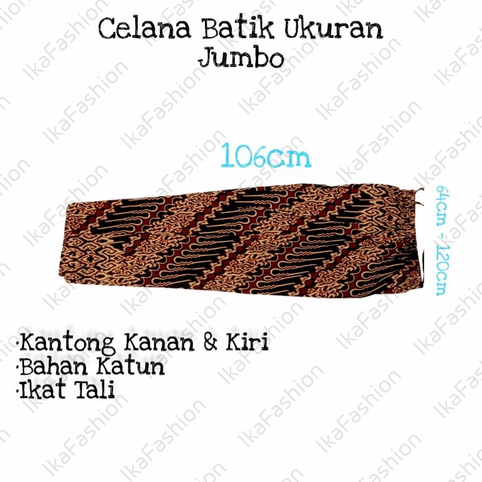 Celana Panjang Batik Boim Katun Premium Jumbo Pria Wanita Tanah Abang