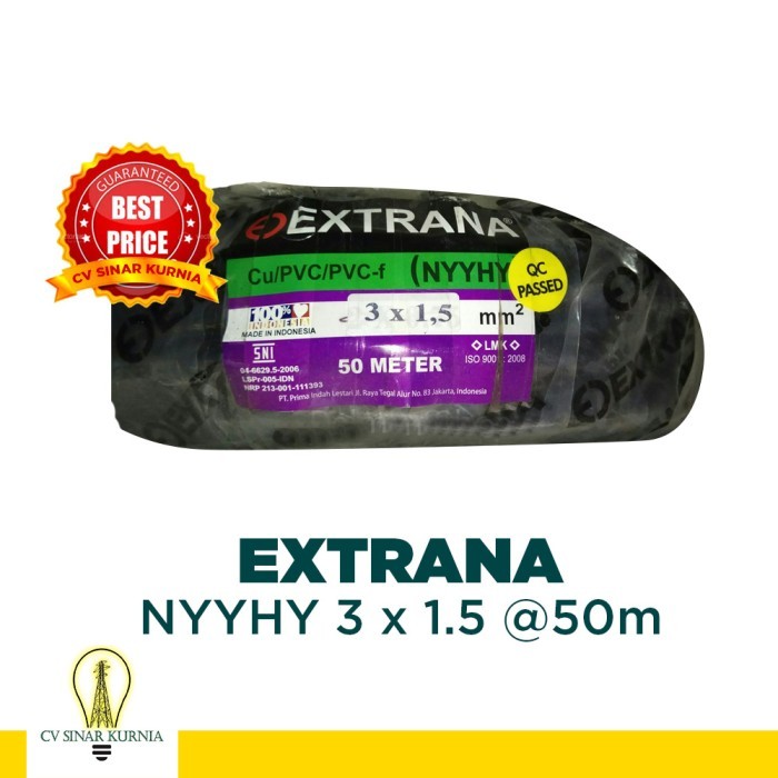 Kabel Listrik Nyyhy 3X1,5 3X1.5 50M Extrana Kabel Serabut Sni Murah