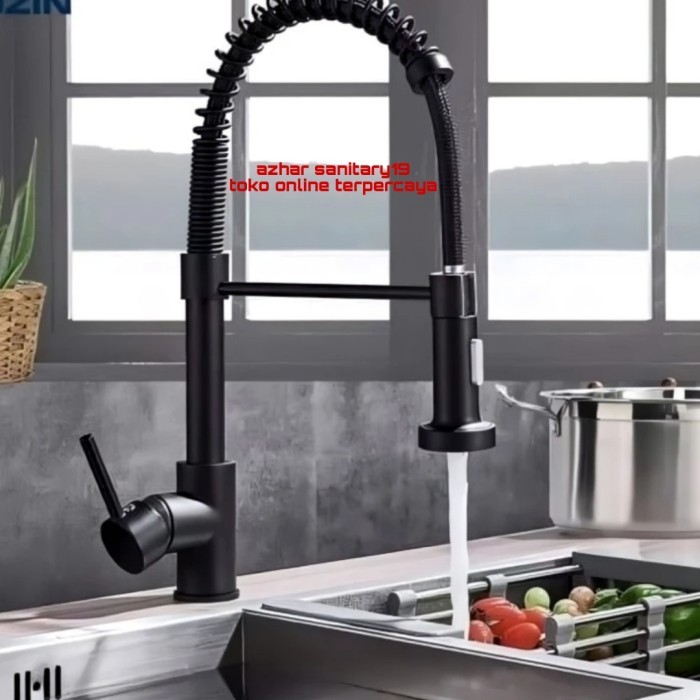 kran pantry mixer hitam panas dingin/kran sink mixer panas dingin