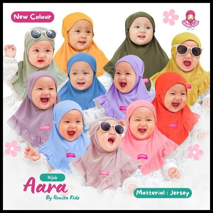 Terlaris Qonita Kids - Hijab Aara Bergo Anak Perempuan - Jersey Remple Tali - 25 Warna Tersedia - In