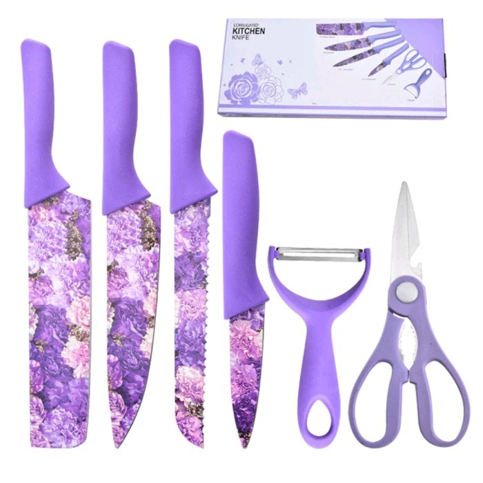 KOMPLIT PISAU CORAK WARNA UNGU PISAU SET UNGU 2023 KODE 589