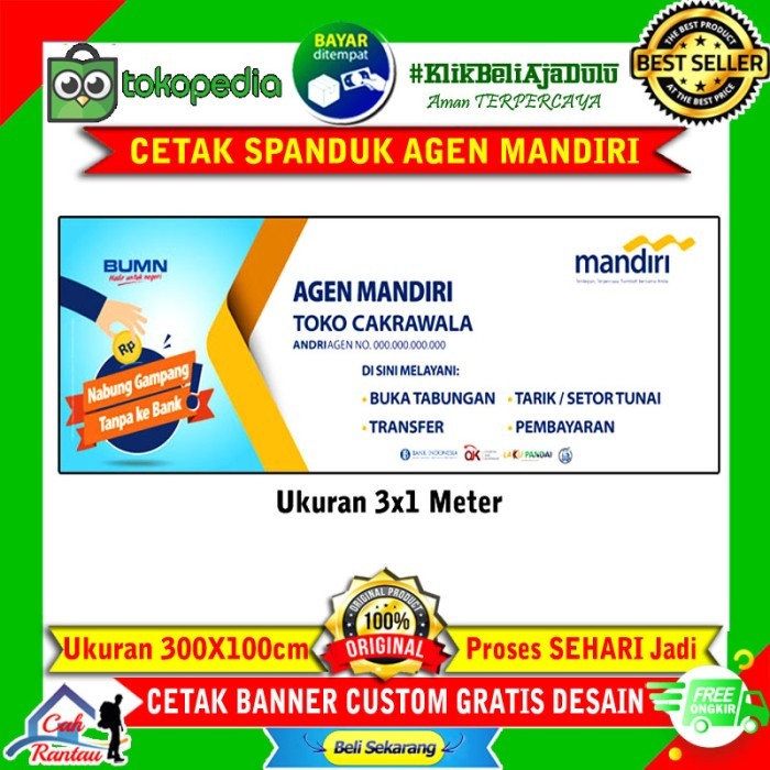 cetak spanduk agen mitra bank mandiri backdrop banner flag baliho