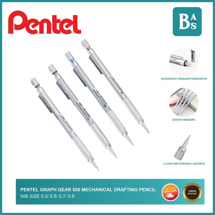 

SPECIAL PENTEL GRAPH GEAR 500 MECHANICAL DRAFTING PENCIL (0.3/ 0.5/ 0.7/ 0.9) KODE 547