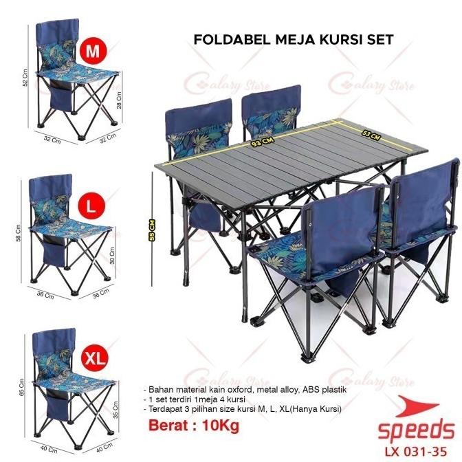 Diskon Speeds Meja Piknik Lipat Meja Lipat Kursi Lipat Piknik Outdoor 031-35
