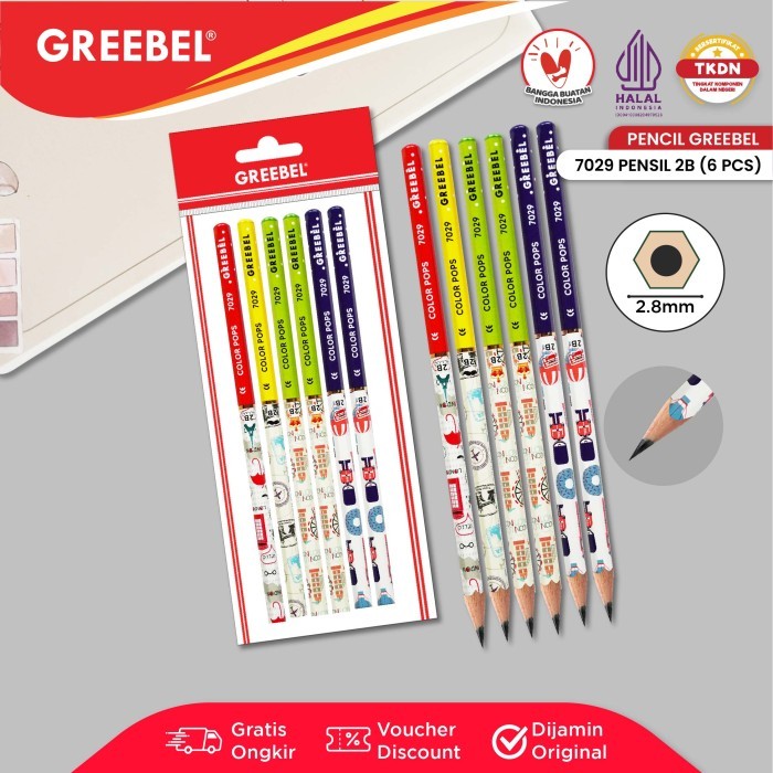 

TERUJI GREEBEL PENSIL KAYU 2B (7029) COLOR POP / PENSIL TULIS / GRAFIT / GRAPHITE / PENSIL UJIAN