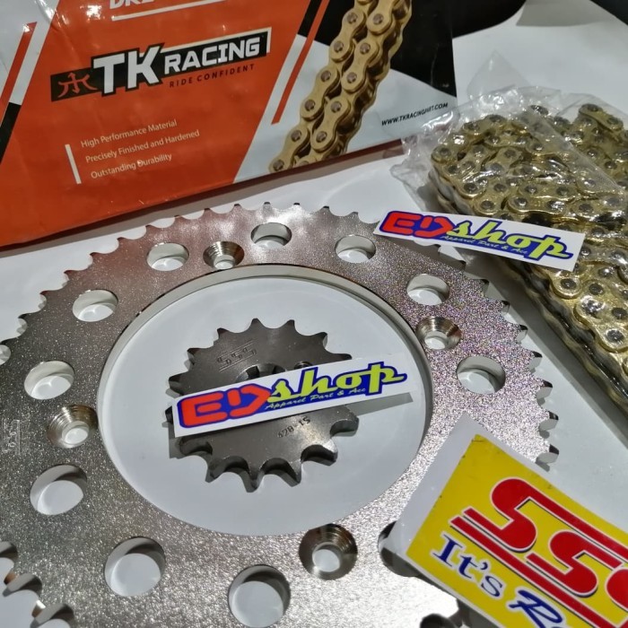 Gear Set 428 Sss Rantai Tk Klx 150 Dtraker Klx150 Bf Racing Gold Ger