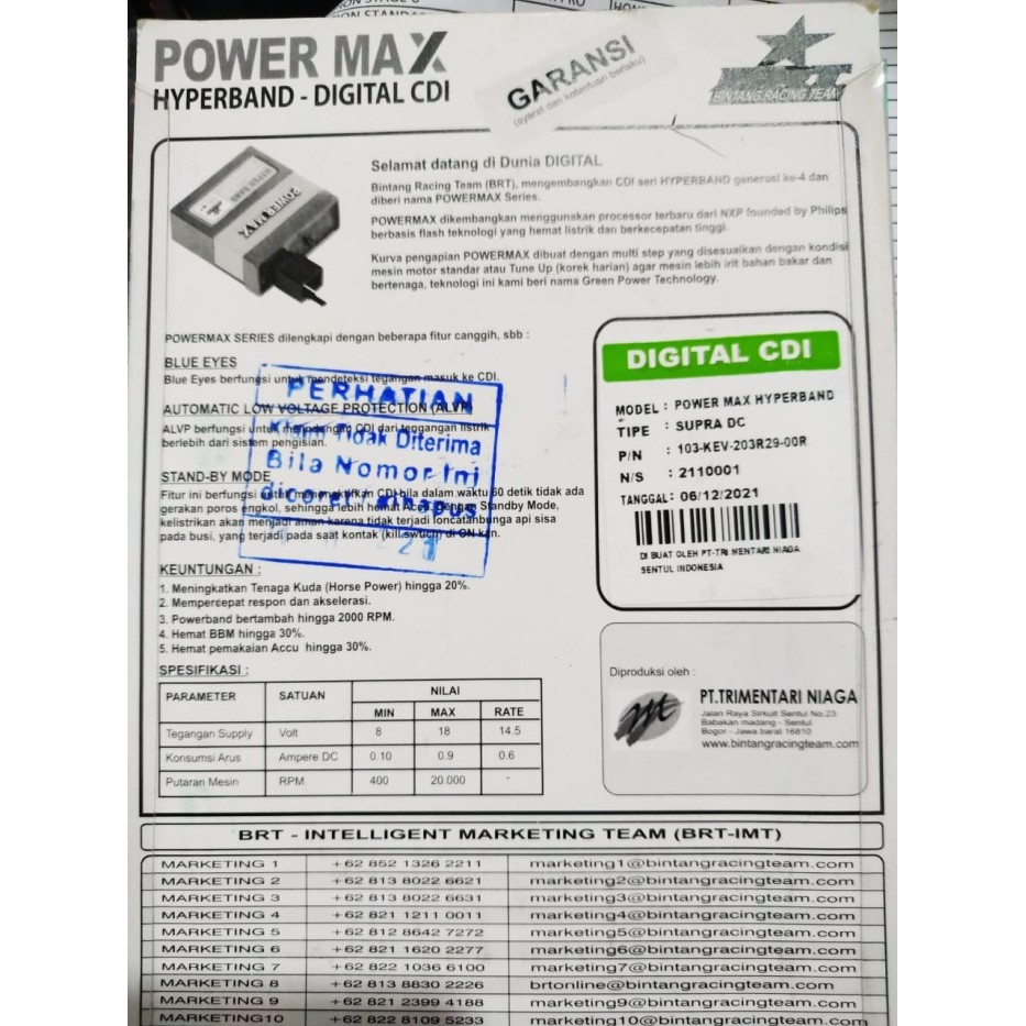 Cdi Brt Hyper Band Motor Supra / Grand