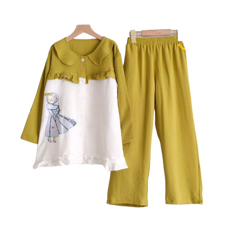 Setelan Anak Oneset Lebaran Wanita Secelana Ngaji Korean Style Pakaian Setcel Muslim Perempuan Dewas