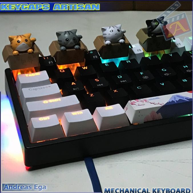 Goodseries| Keycaps Artisan Backlit Kucing Dalam Box