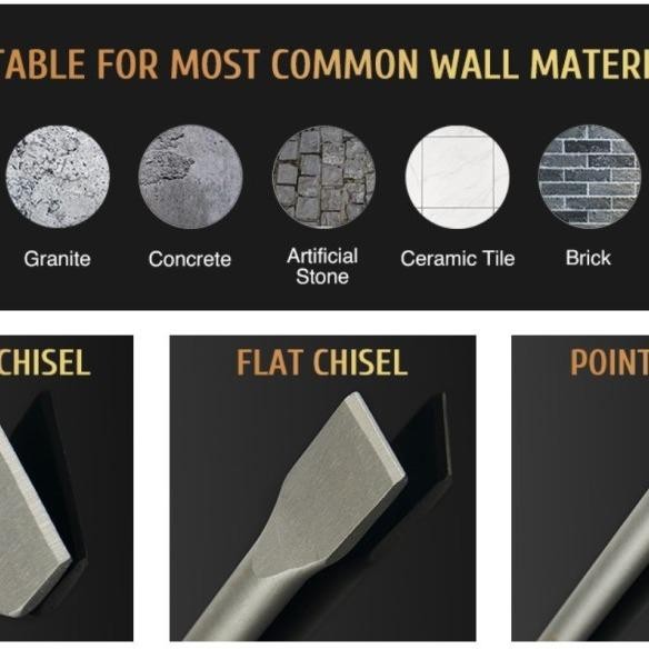 Mata Bor Pahat Beton SDS Set4 Pahat Flat Chisel Bobok Beton Tembok