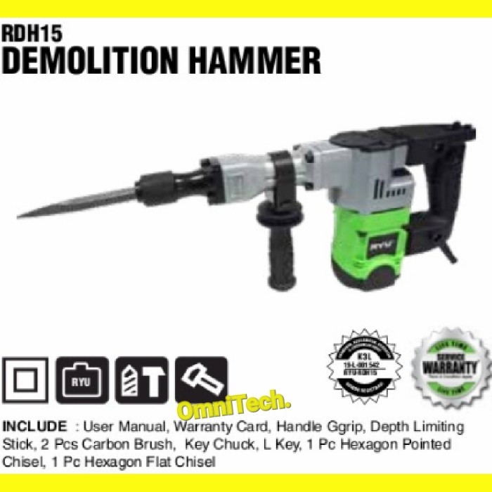 Jack Hammer Demolition Mesin Bobok Bor Bobok Beton RYU (Tekiro) RDH 15