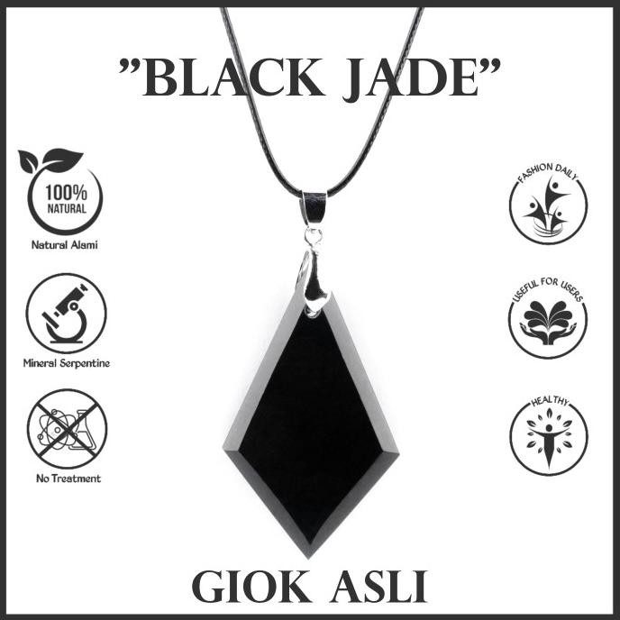 Liontin Black Jade Original Kalung Giok Hitam Asli