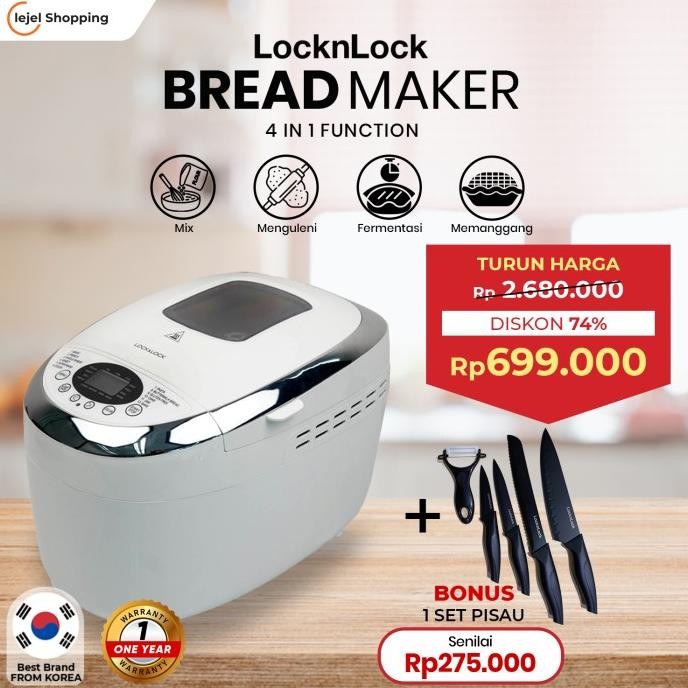 LocknLock Bread Maker Mesin Pembuat Roti Otomatis