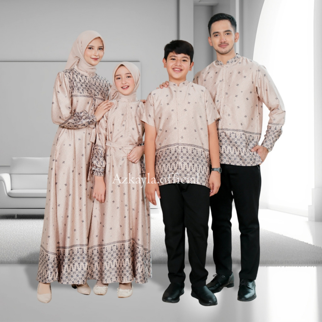 NEW Azkayla - Kiara Gamis Sarimbit Keluarga Baju Couple Family Set Lebaran Motif Terbaru Dress Pesta