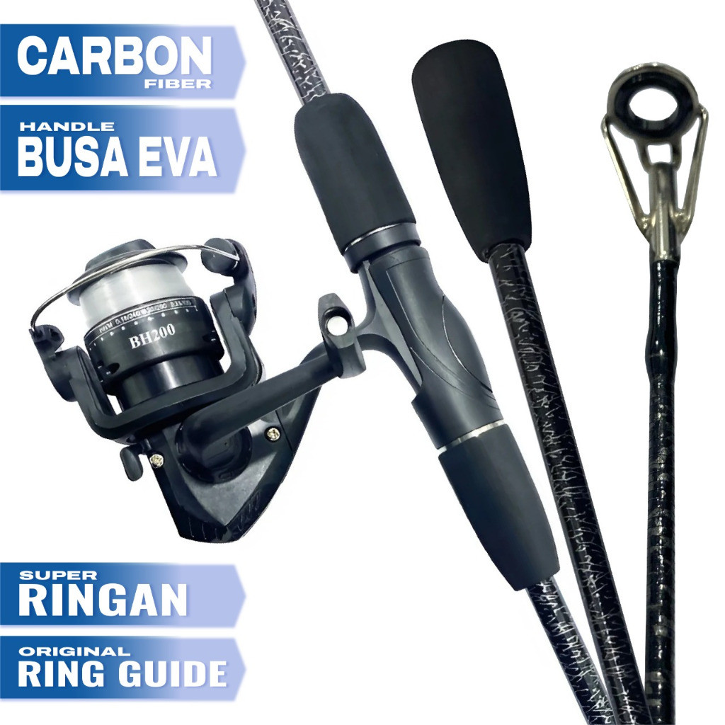 BEST DEALS 1 Set Joran Pancing Spinning Carbon Fiber Praktis Serat Karbon Kuat Aquapro Paket Reel