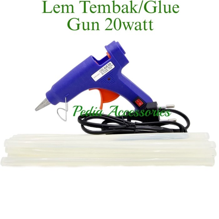 MURAH Paket Alat Lem Tembak Glue Gun 20W Lem Bakar Cair/Lem Lilin