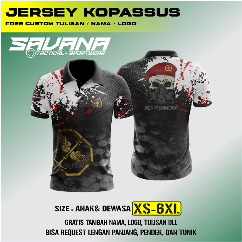 SAVANA - Jersey premium TENTARA KOPASKA KOPASUS MILITER printing penggalang pdh pdl custom / baju / 