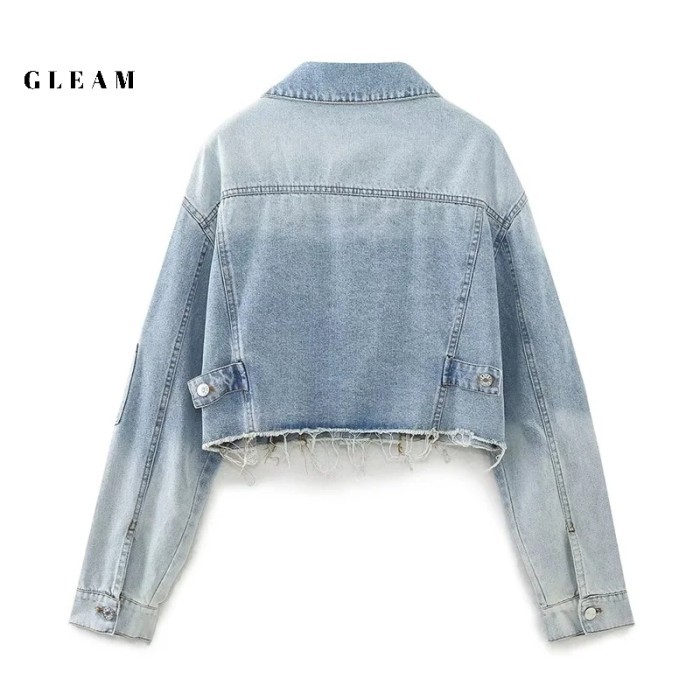 ripped denim jacket / jacket denim wanita
