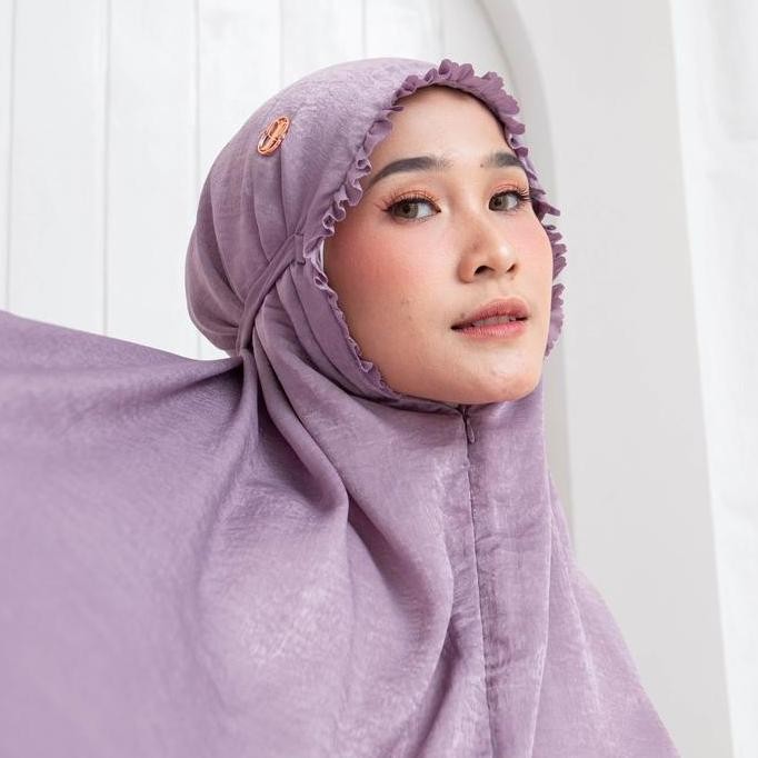 Mukena Dewasa Jumbo Santorini Kilau Nayra Series Fahijablove - Bahan Lembut Dan Glamour - Panjang Or