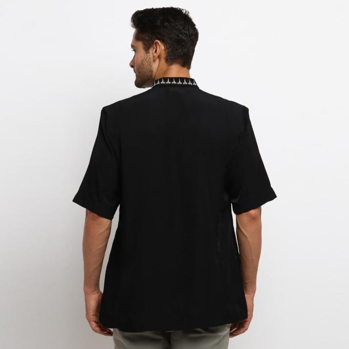 Baju Koko Muslim Pria Kemeja Jasko Jas Koko Hitam Lengan Pendek Skh093 Ameersyailendra27
