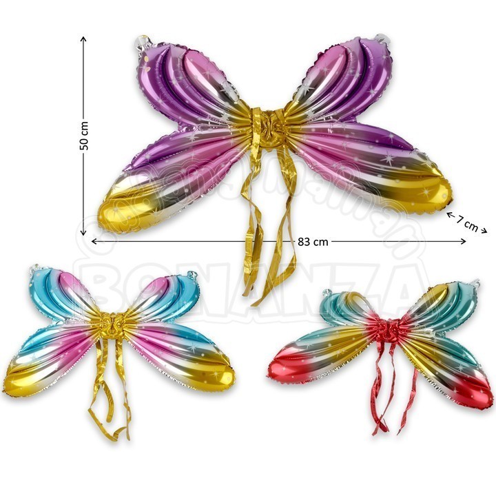 [Bonanza] Balon Foil Sayap Kupu-Kupu Pelangi Metalik