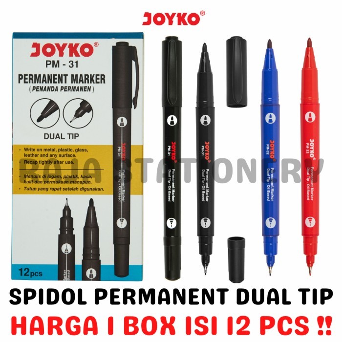 

TERJAMIN JOYKO PERMANENT MARKER SPIDOL PERMANEN JOYKO HITAM BIRU MERAH [12PCS] KODE 1406