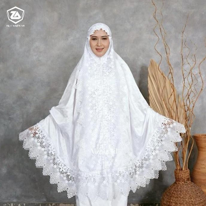 Miliki Mukena Dewasa Sutra Paris Putih Renda Kipas Putih