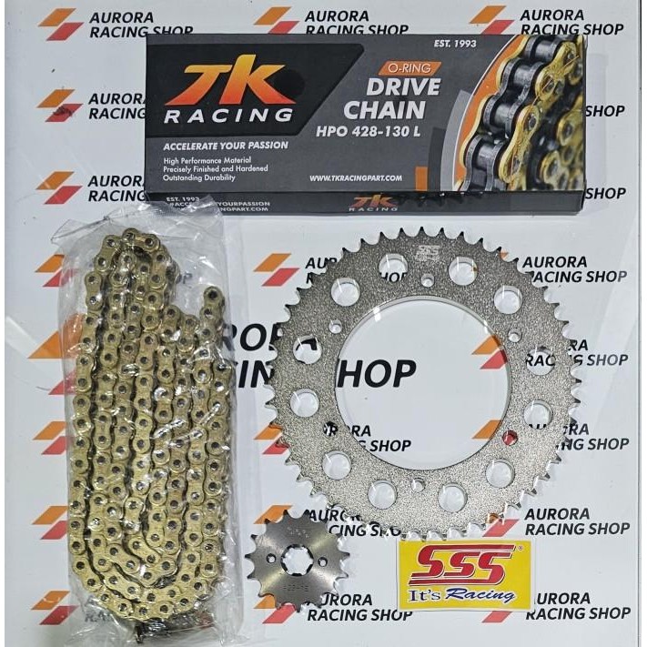 GEAR SET SSS R15 V3 / VIXION R / MT15 / XSR  & RANTAI TK 428O-RING Orginal
