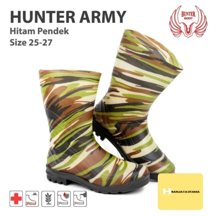 Sepatu APD Boots Sepatu Proyek Karet Pria Wanita Hunter ARMY Pendek