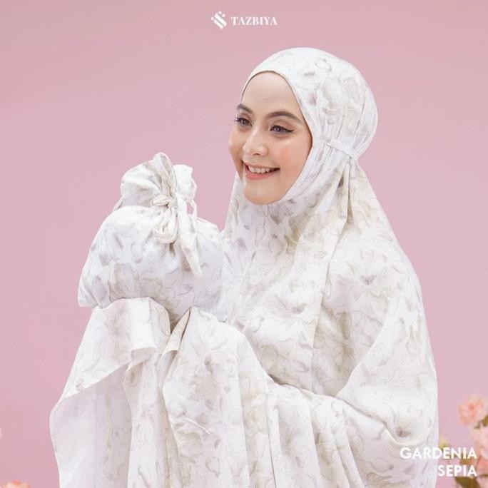 Spesial Mukena Putih Tazbiya Gardenia Pearl/Sepia Mukena Rayon White Premium