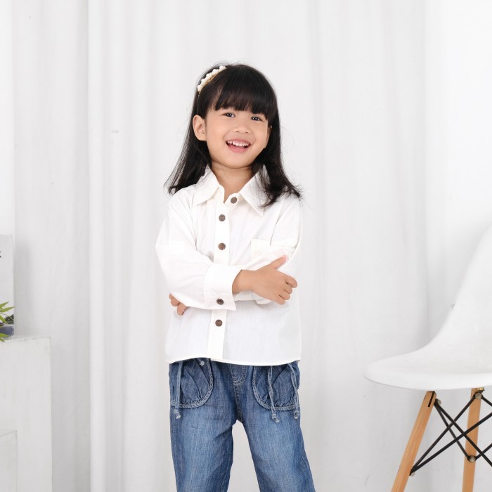 kemeja anak perempuan warna putih usia 1 s/d 10 tahun model oversize