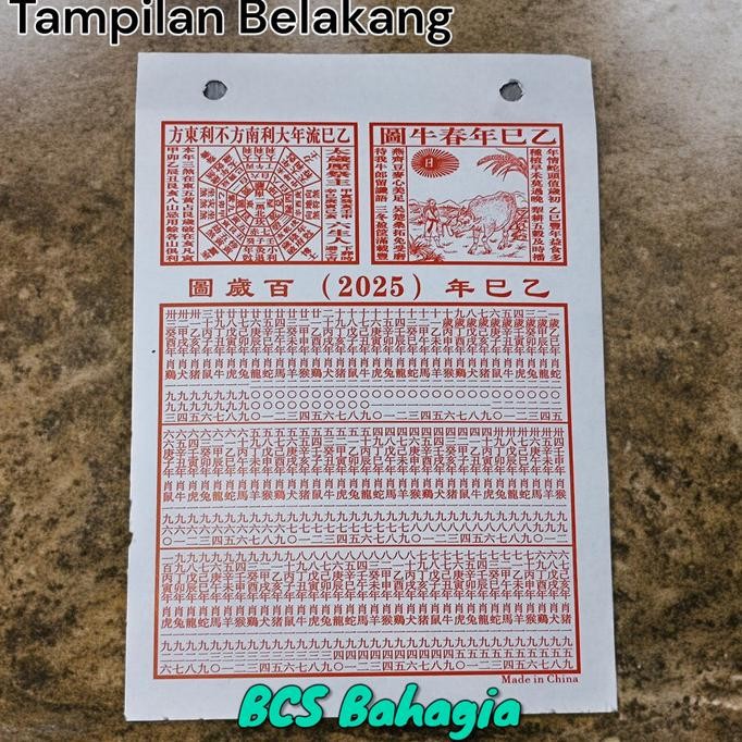 Sale Kalender Harian Tahun 2025 Shio Ular Cina Lunar Hongkong Jumbo Chinese