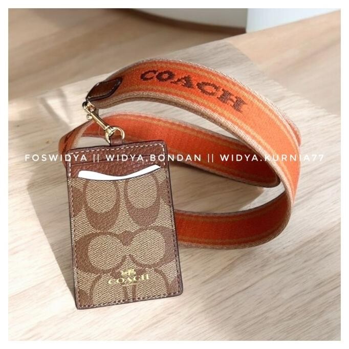 

Sale Lanyard Coachh Signature Saddle Multi With Wide Strap - New With Tag