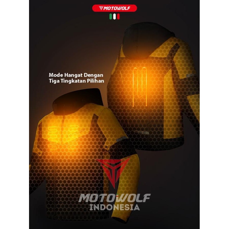 Motowolf Jaket Touring Motor Electric Heat Windbreaker Protector 0520B