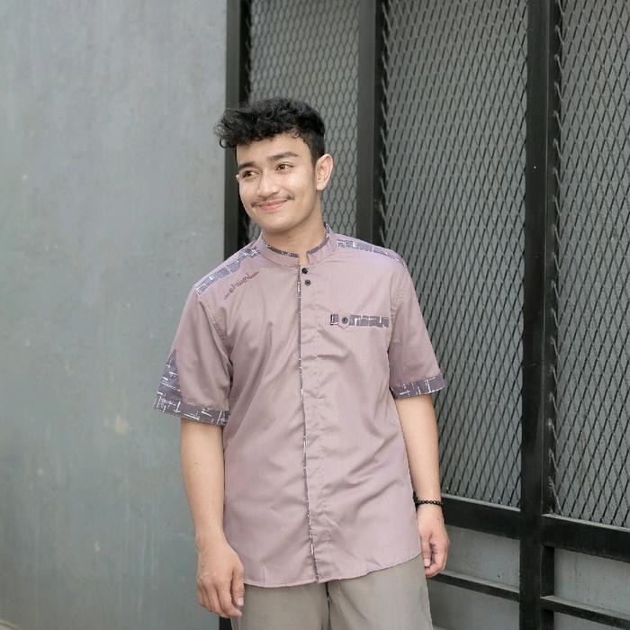 Produk Unggulan Elrumi Baju Koko Pendek Motif Yisunsin Kombinasi Batik New Kain Katun Toyobo Pria