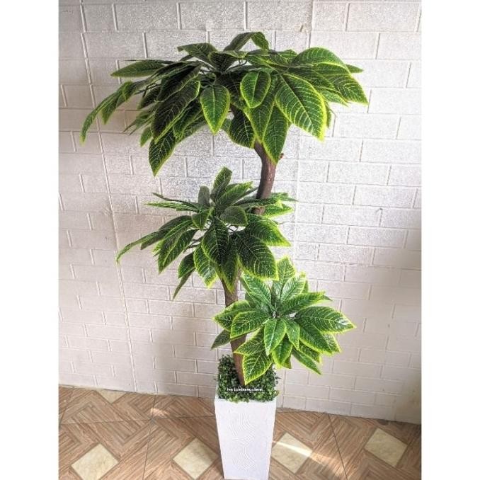 Daun Artificia- Pohon hias- daun hijau- hiasan ruang tamu