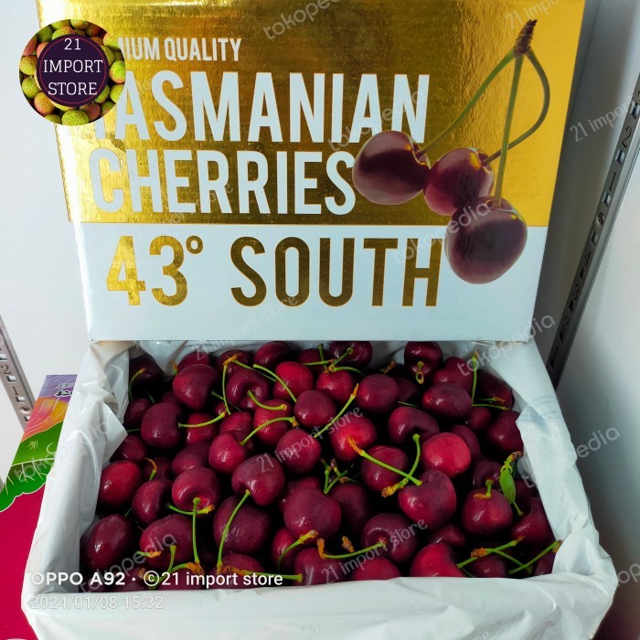

Cherry Merah Tasmanian Gold 43 South Size 34-36 mm Box 2 Kg
