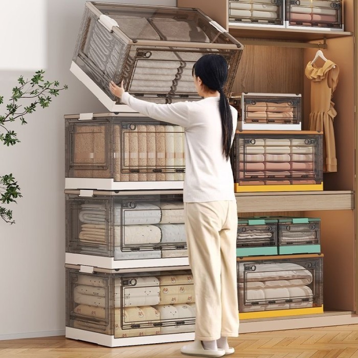 Storage Box Pakaian Kontainer Plastik Box Serbaguna Kotak Penyimpanan Plastik Lipat Yang Dapat