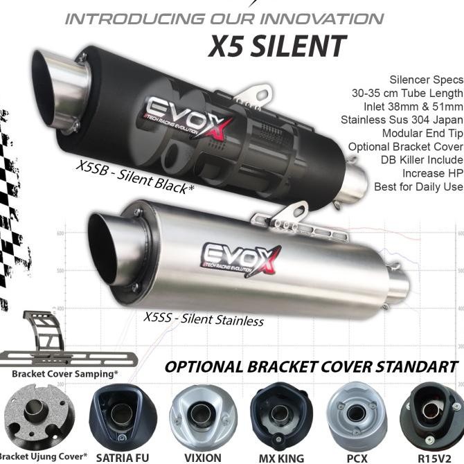 Miliki Knalpot Evox X5 Series Silent Only Fullsistem Knalpot 3Tech