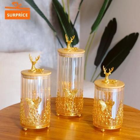 

Surprice Sika Storage Container Transparan Tutup Kayu Pegangan Rusa /Toples Penyimpanan Makanan/ Toples Kue Natal / Toples Kue Original Dan Terpercaya
