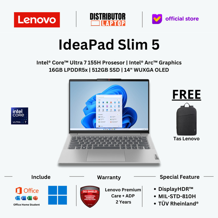 Lenovo Ideapad Slim 5I Intel Core Ultra 7 155H Ram 16Gb 512Gb Ssd 14" Oled