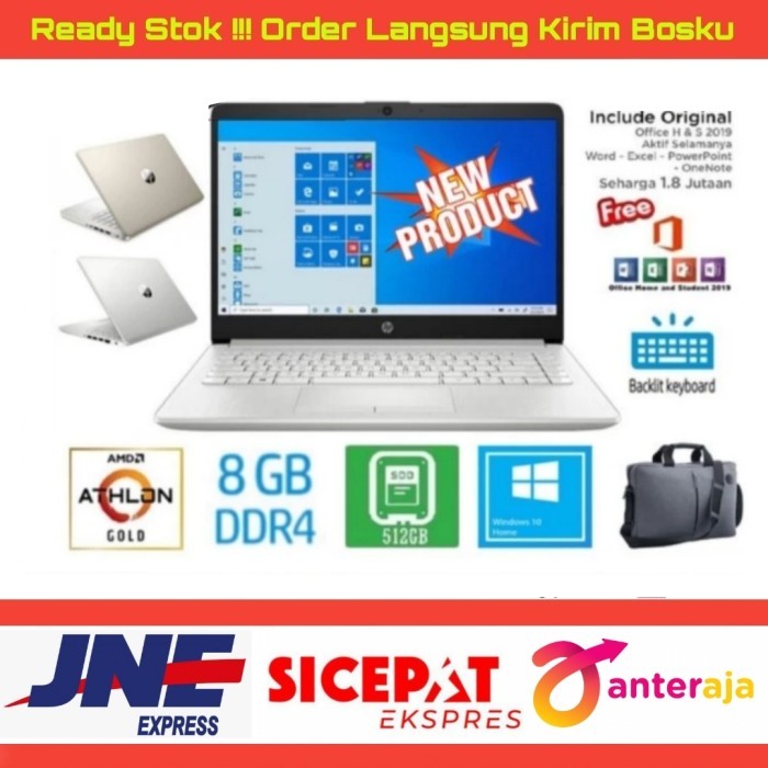 Laptop Hp 14S Athlon Gold 3150U-8Gb-Ssd 512Gb-Win10-Ohs Keyboard Nyala